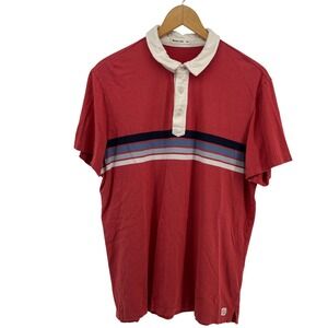 Marine Layer Mens Red Striped Short Sleeve Rugby Polo Shirt Size Medium MA